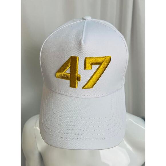 Authentic Limited Charlie Kirk White Hat Cap Gold 47 Turning Point USA - Picture 1 of 11